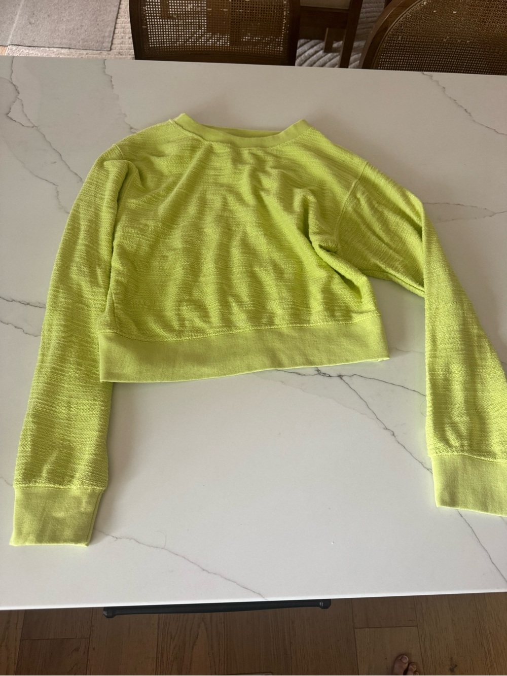 Cropped Crewneck Sweater in Bright Lime Green